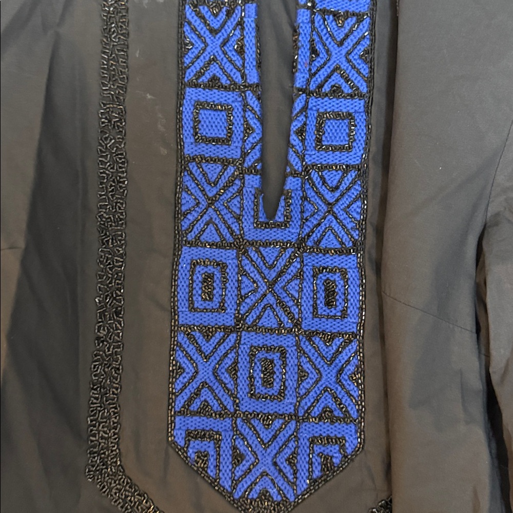 Tory Burch Black Top with Blue and Black Detailing-8 - Picture 6 of 9